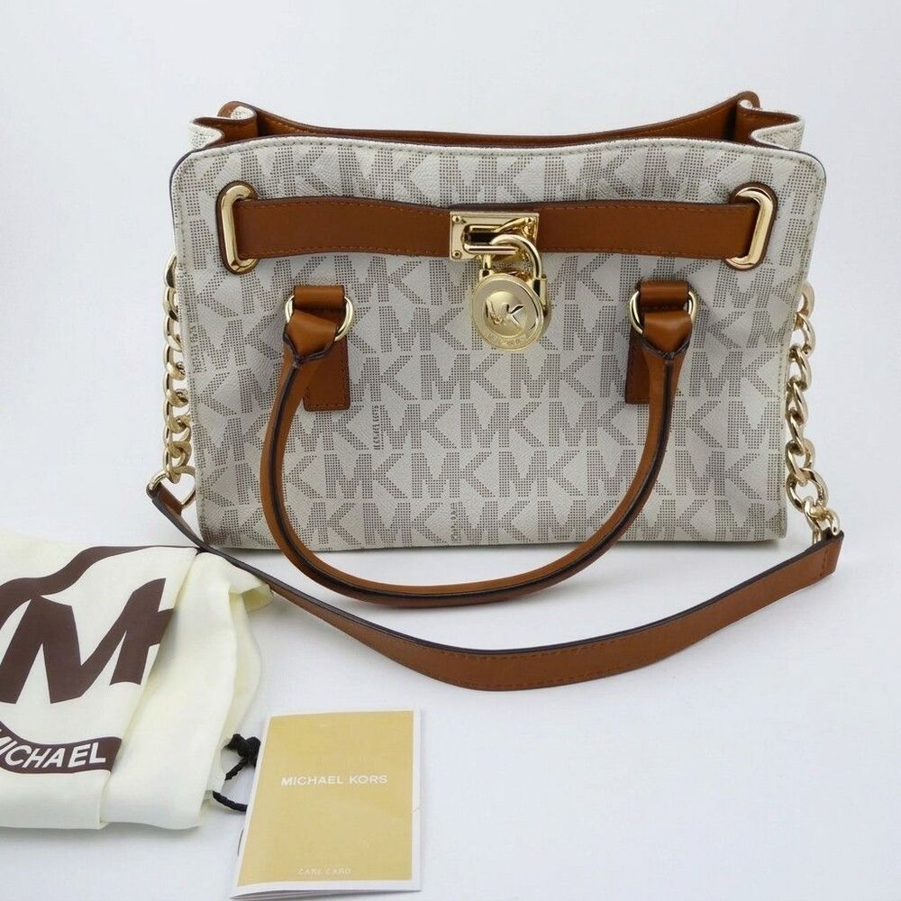 Michael Kors Hamilton Satchel Bag with Golden Chain And Lock